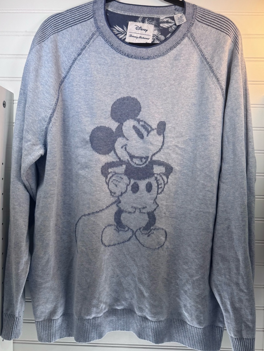 Disney x Tommy Bahama Mickey Mouse Crewneck Sweatshirt Gray Blue L
